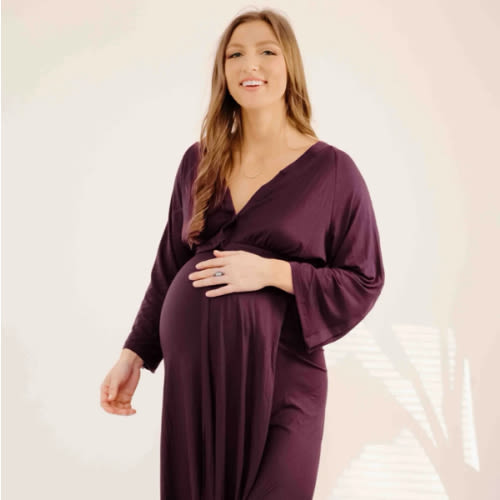 Amelia Labor & Postpartum Gown in Plum – Lila