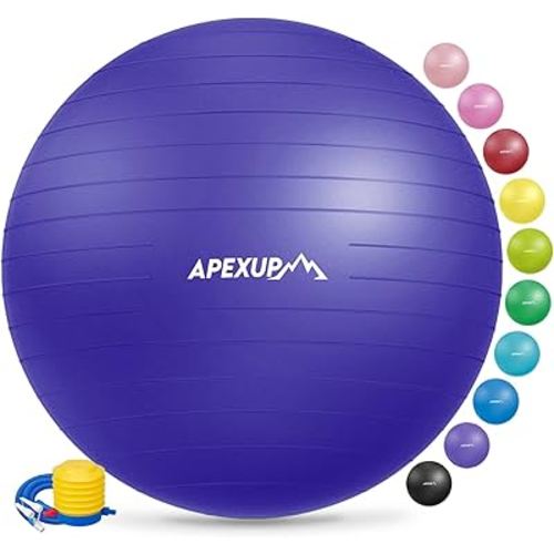 APEXUP Yoga & Pilates Ball - Anti Slip Heavy Duty Gym Ball for Fitness, Balance & Core Workout