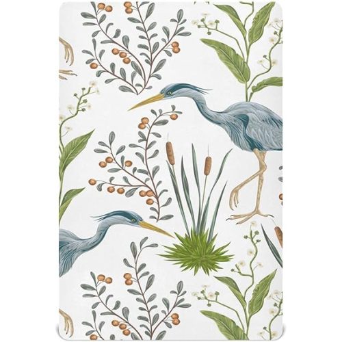 Herons Swamp Plants Fitted Crib Sheet Crib Sheets Playard Standard Mattress Crib Sheets Soft Breathable Bed Cover 52x28inch