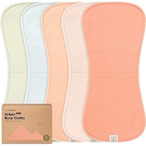KeaBabies 5-Pack Organic Burp Cloths Baby Girl, Boy - Extra Large, Absorbent Baby Burp Cloths,Soft Burping Cloths for Babies,Newborn Burp Clothes,Cotton Burp Rags,Neutral Thick Burp Cloth (Flora Dew)