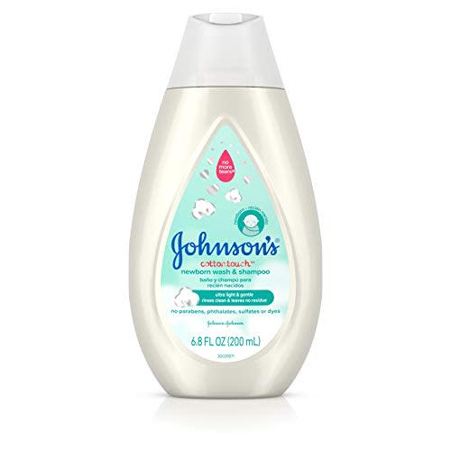 Johnson's CottonTouch Newborn Baby Wash & Shampoo, Made with Real Cotton, 6.8 fl. oz
