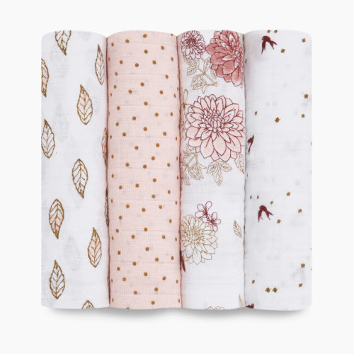 Cotton Muslin Swaddle 4-Pack - Dahlia