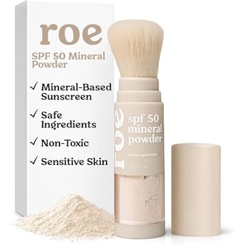 Roe Wellness- Kids SPF 50 Brush On Mineral Sunscreen Powder EWG, Reef-Friendly, Easy to Apply for Kids, Babies & Parents