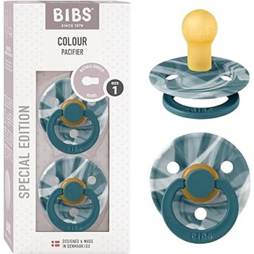 BIBS Pacifiers 0-6 Months | Pack of 2 Premium Soothers | BPA-Free Round Nipple | Made in Denmark | Forest Lake White Pacifier