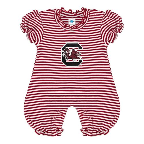 Creative Knitwear College Baby Striped Puff Sleeve Romper - Team Logo, Many Colors, for Girls (Newborn-12 Months)