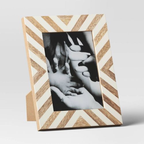 5" X 7" Patterned Mosaic Table Frame Brown - Threshold™: Modern Resin & Wood, Easel Back