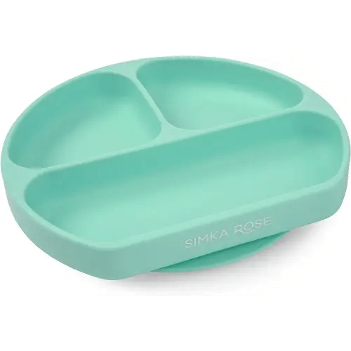 Simka Rose Baby Suction Plates for Baby & Toddler Plates Silicone Plate Baby Baby Dishes- BPA Free Silicone Divided Design Microwave & Dishwasher Safe - Baby Led Weaning Supplies Utensils (Pack of 1)
