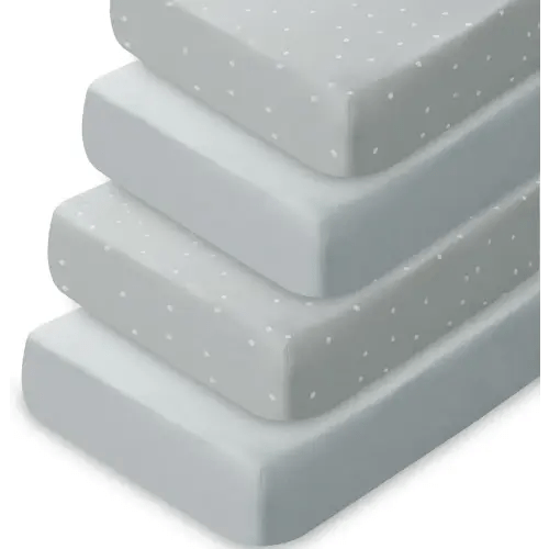 Crib Sheets for Boys 4 Pack, Fitted Baby Crib Sheet Neutral 52" x 28" for Standard Crib and Toddler Bed Mattress, Soft and Breathable Kid Toddler Sheets for Girls Boys, Grey