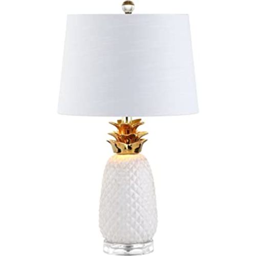 JONATHAN Y JYL4019C Pineapple 23" Ceramic LED Table Lamp Contemporary Transitional Bedside Desk Nightstand Lamp for Bedroom Living Room Office College Bookcase LED Bulb Included, White/Gold