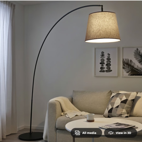 SKOTTORP / SKAFTET floor lamp, arched, light gray - IKEA