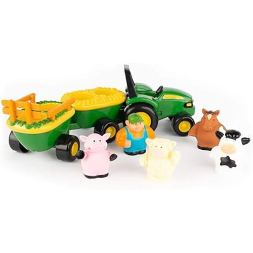 John Deere Animal Sounds Hayride Musical Tractor Toy - Musical Hayride Toddler Toys - Includes Farmer Figure, Tractor, and 4 Farm Animals - Toddler Music Toys - Ages 12 Months and Up