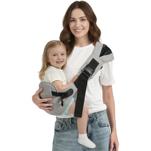 Toddler Sling Carrier, Toddler Carrier Sling, Baby Carriers Hip Carriers with Backrest, Lightweight Travel-Friendly Baby Slings Carriers, Grey