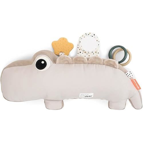 Done by Deer Croco Sand Tummy Time Activity Toy - Sensory Stimulation, Teether, Rings, Tactile Textures, Mirror, Crinkle Sounds, Jittering Crocodile Tummy