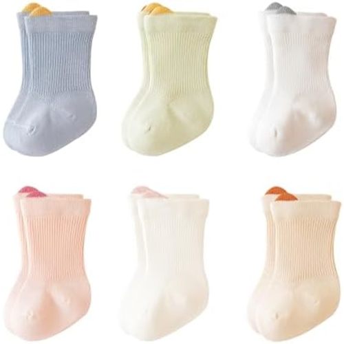 VWU Baby Crew Socks with Grips Unisex Toddler Infant Cotton tube Socks 0-5 Years