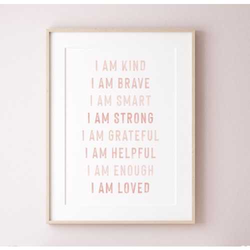 Girls affirmations prints, blush pink affirmations, pink playroom print, girls room print, girls nursery print, affirmations for girls print