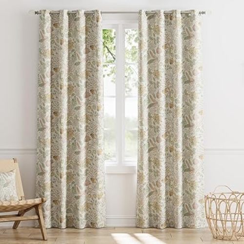 jinchan 100% Blackout Curtains 84 Inch Long, Yellow Spring Floral Blackout Curtains for Bedroom Farmhouse Country Curtains for Living Room, Room Darkening Curtains Grommet Top Drapes Set 2 Panels