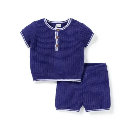 Baby Indigo Ink Baby Waffle Knit Matching Set by Janie and Jack