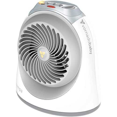 Tempa Nursery, Electric Space Heater for Baby with Locking Controls, Tipover Protection, Safety Shutoff, Hidden Cord Storage, 900W with Adjustable Thermostat, White