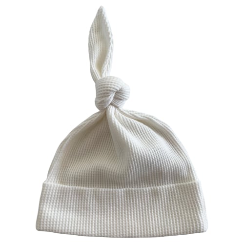 Organic Waffle Knot Beanie, Winter White