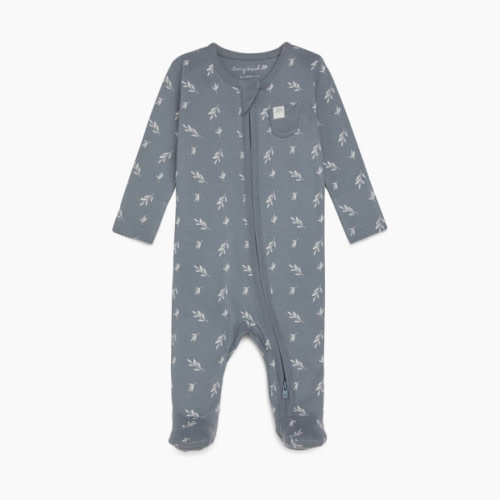 Tiny Kind Printed Zip Up Footie - Grey Leaf, 0-3 M