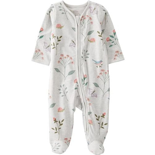 little planet by carter's unisex-baby Sleep and Play made with Organic Cotton, Botanical Butterfly Print, NB