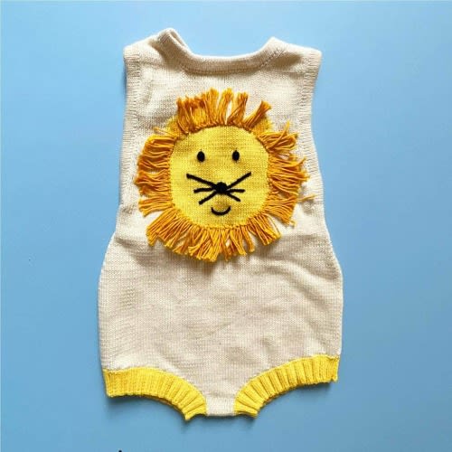 Lion Knitted Baby Onesie, Organic | Estella