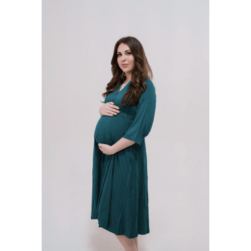 Lila Labor & Postpartum Gown in Deep Teal