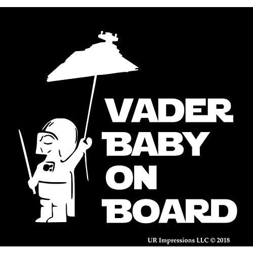 Imperial Star Destroyer - Vader Baby On Board Decal Vinyl Sticker Graphics for Car Truck SUV Van Wall Window Laptop|White|5.5 X 5 Inch|URI513