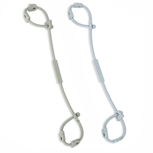 Toy Safety Straps, AULEGE 2 Pack Stretchable Silicone Pacifier Clips, Adjustable Baby Bottle Toy Teethers Harness Straps for Strollers, High Chair, Hanging Baskets, Cribs, Shopping Trolley, Car Seat - Sage, Ether