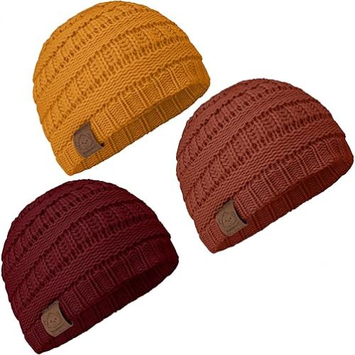 3-Pack Baby Beanies for Boys, Girls - Stretchy Knit Baby Hats, Cute Newborn & Toddler Winter Hat, Soft & Warm Infant Beanie 6-36 Months (Terracotta, M)