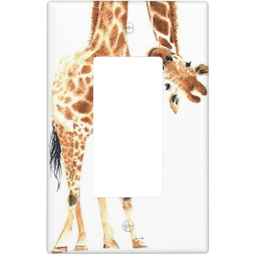 Wild Animal Watercolor Giraffe Light Switch Cover Decorative Single Rocker Plastic Wall Plate Outlet Cover for Women Girls Bedroom Kitchen Living Room Decor 4.5 * 2.76
