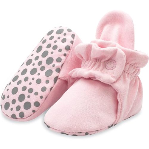 Zutano Unisex Organic Cotton Baby Booties, Stay-On and Non-Slip, Newborn to Toddler