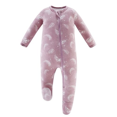 Owlivia Baby Bamboo Footed Pajama sleep N' Play- Feather Mauve, 0-3 Months