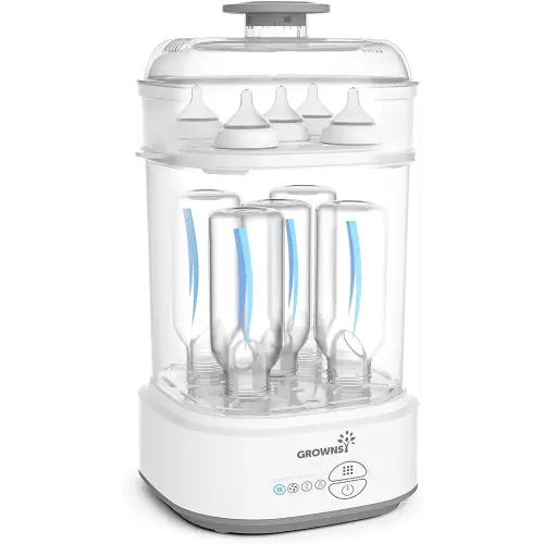GROWNSY Bottle Sterilizer and Dryer, Compact Electric Steam Baby Bottle Sterilizer (Esterilizador de Biberones), Bottle Sanitizer for Baby Bottles, Pacifiers, Pump Parts