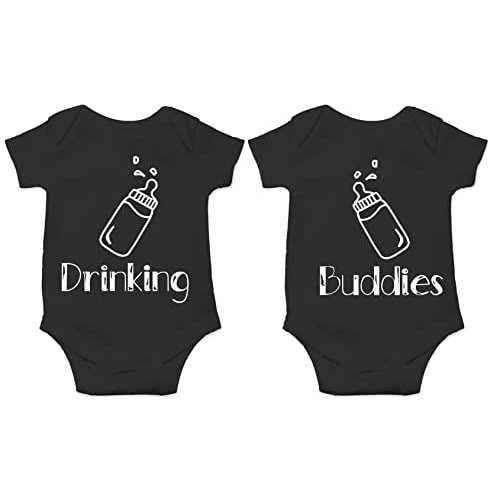 CBTwear Drinking Buddies - Matching Twin Babies - Baby Clothes - Funny Newborn Bodysuit Outfits for Boys and Girls