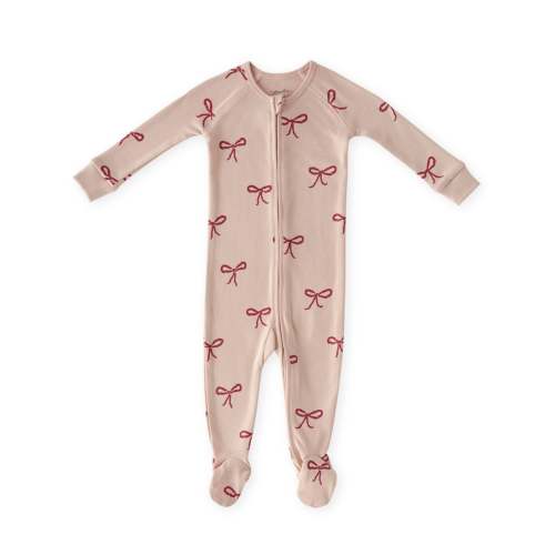 Organic Ribbed Baby Sleeper 0-3 months - With a Bow