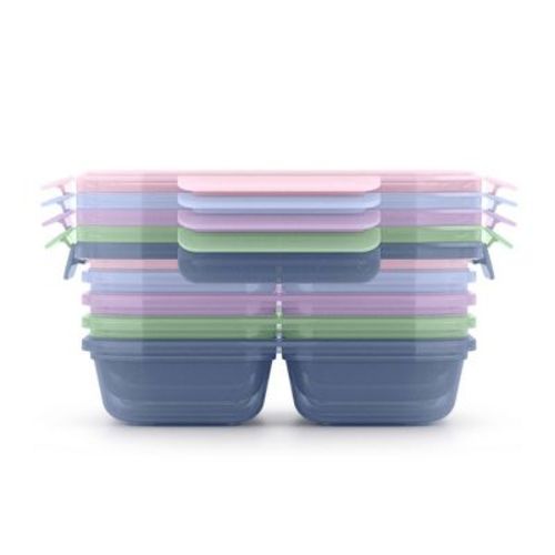 Ello Snap and Nest 10pc 4 compartment Snack Food Storage Container Set Coastal Postcard