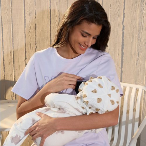 Lavender MAMA Embroidered Nursing T-shirt