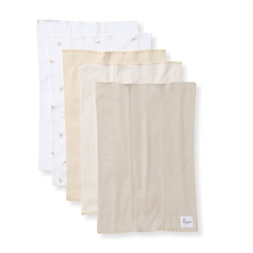 Burt's Bees Baby Infant Burp Cloths, 100% Organic Cotton Extra Absorbent Soft Fabric Drool Cloths, 5-Pack Newborn Must-Have Essential Large Burping Cloths, One Size 17 x 11.75 Inches