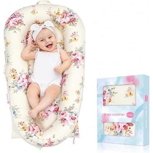 Baby Lounger Cover for Dockatot Deluxe + | 100% Cotton Hypoallergenic Newborn Premium Quality Spare Cover(Cover Only) (Rose)