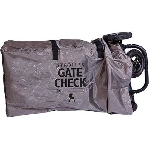 J.L. Childress DELUXE Gate Check Bag for Single & Double Strollers - Stroller Bag for Airplane - Large Stroller Travel Bag with Adjustable Shoulder Straps - Air Travel Stroller Bag - Grey