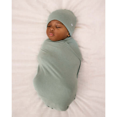 Willow Ribbed Swaddle & Infant Beanie Set – Little Sleepies