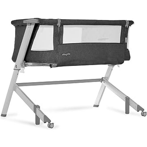 Dream On Me Skylar Bassinet and Beside Sleeper in Black, Lightweight and Portable Baby Bassinet, Five Position Adjustable Height, Easy to Fold and Carry Travel Bassinet, JPMA Certified