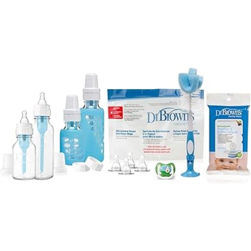 Dr. Brown's Natural Flow Standard Glass Bottles, 8 Ounce, 2-Count (Glass Gift Set)