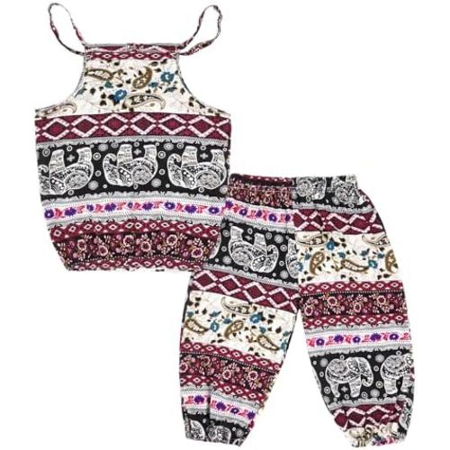 Baby Girls Boho Elephant Tops Harem Pants 2 Piece Outfits