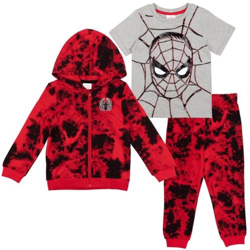 Marvel Spider-Man Toddler Boys French Terry Zip Up Hoodie Graphic T-Shirt Pants Tie Dye Spiderman Red 4T