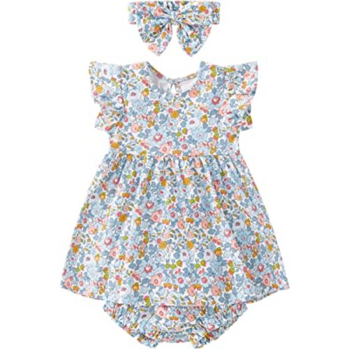 pureborn Baby Toddler Girl Dress with Bloomer Short and Long Sleeve Playwear Dress with Diaper Cover