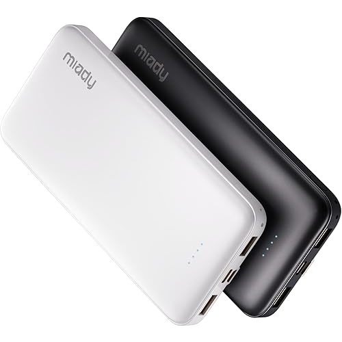 Miady 2-Pack 10000mAh Dual USB Portable Charger, USB-C Fast Charging Power Bank, Backup Charger for iPhone 15/14/13, Galaxy S23/22, Pixel and etc