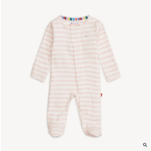 Pink Stripe Magnetic Me Footie — 3-6M