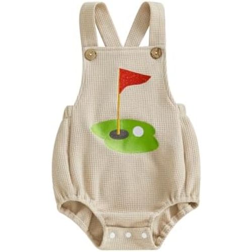 Newborn Infant Baby Boy Summer Outfits Sleeveless Strap Romper Waffle Bodysuit One Piece Golf Onesie Clothes